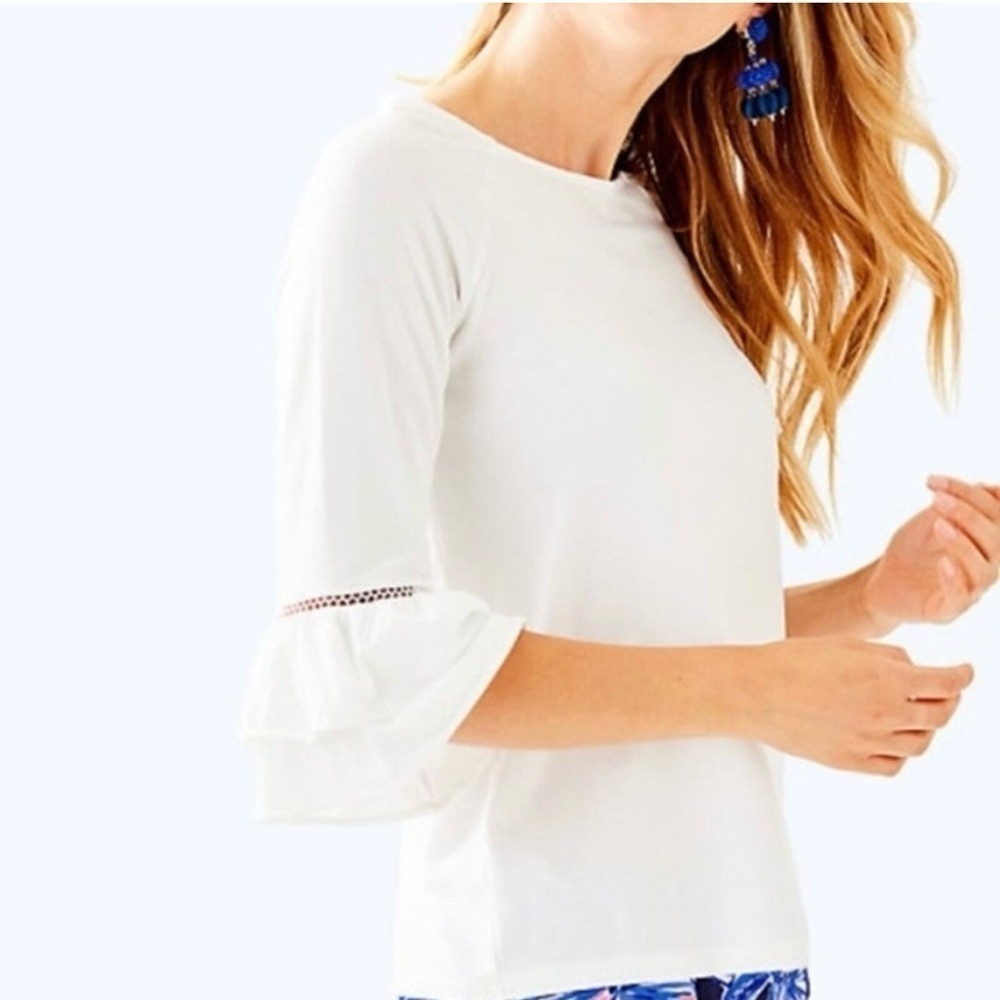 Lilly Pulitzer Ruffle Sleeve Laddie Top in Resort White